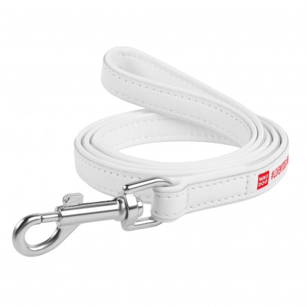 white leather dog leash