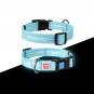 WAUDOG Nylon dog collar with QR passport, glow in the dark/reflective, plastic fastex, W 15 mm, L 23-35 cm blue