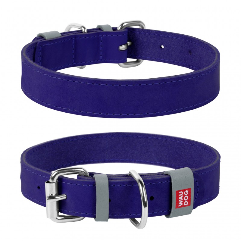 WAUDOG Classic genuine leather dog collar, W 20 mm, L 30-39 cm purple
