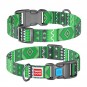 WAUDOG Nylon dog collar with QR passport, "Etno green" design, plastic fastex, W 15 mm, L 23-35 cm