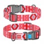 WAUDOG Nylon dog collar with QR passport, "Etno red" design, plastic fastex, W 20 mm, L 24-40 cm