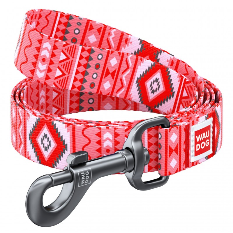 WAUDOG Nylon dog leash "Etno red" design, W 20 mm, L 122 cm