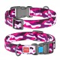 WAUDOG Nylon dog collar with QR passport, "Pink camo" design, plastic fastex, W 20 mm, L 24-40 cm