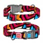 WAUDOG Nylon dog collar with QR passport, "Graffiti" design, plastic fastex, W 20 mm, L 24-40 cm