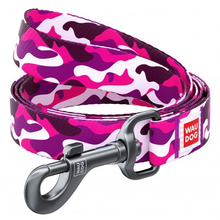 WAUDOG Nylon dog leash "Pink camo" design, W 15 mm, L 122 cm