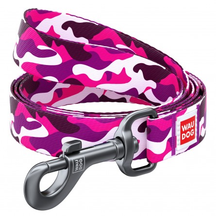 WAUDOG Nylon dog leash "Pink camo" design, W 20 mm, L 122 cm