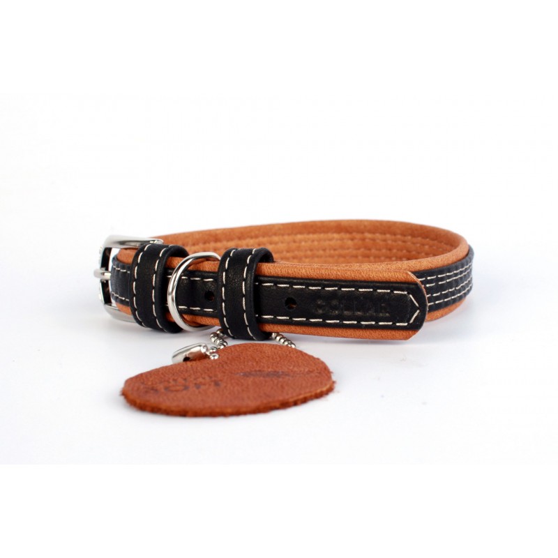 WAUDOG Soft genuine leather dog collar with QR passport, W 15 mm, L 27-36 cm