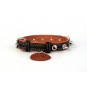 WAUDOG Soft genuine leather dog collar with QR passport, spiked, W 20 mm, L 30-39 cm