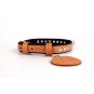 WAUDOG Soft genuine leather dog collar with QR passport, metal decorations, W 15 mm, L 27-36 cm