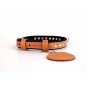 WAUDOG Soft genuine leather dog collar with QR passport, metal decorations, W 20 mm, L 30-39 cm