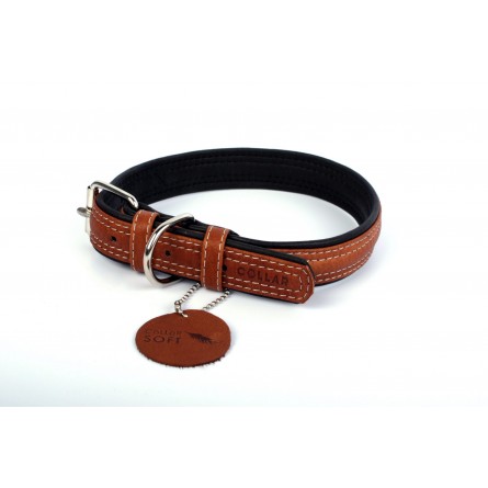 WAUDOG Soft genuine leather dog collar with QR passport, W 25 mm, L 38-49 cm