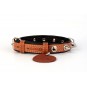 WAUDOG Soft genuine leather dog collar with QR passport, spiked, W 25 mm, L 38-49 cm