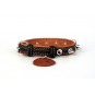 WAUDOG Soft genuine leather dog collar with QR passport, spiked, W 35 mm, L 46-60 cm