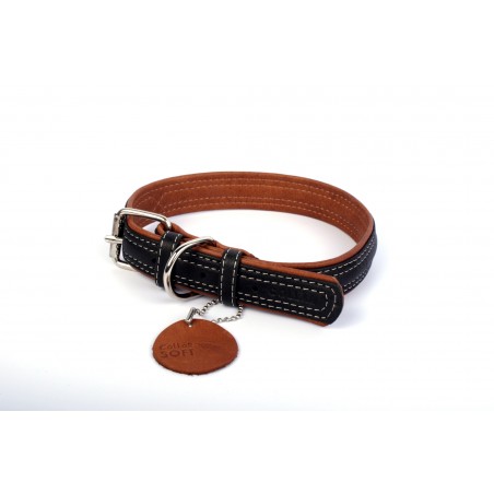 WAUDOG Soft genuine leather dog collar with QR passport, W 35 mm, L 57-71 cm