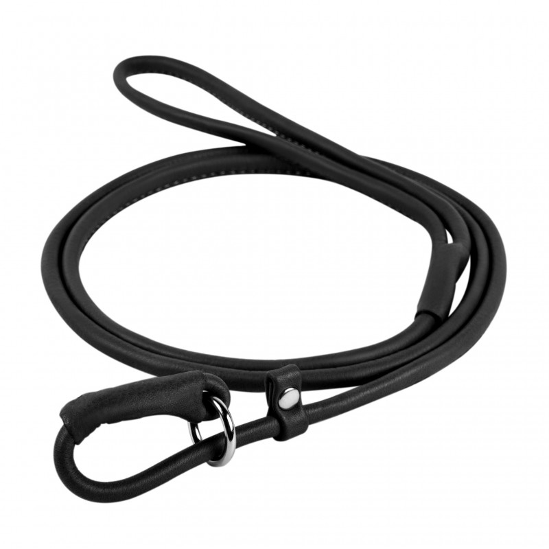 WAUDOG Soft genuine leather dog leash-halter, rolled, D 4 mm, L 135 cm black