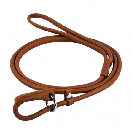 WAUDOG Soft genuine leather dog leash-halter, rolled, D 4 mm, L 135 cm brown