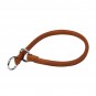 WAUDOG Soft genuine leather jerk-choke dog collar with QR passport, rolled, D 10 mm, L 50 cm brown