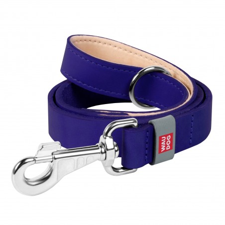 WAUDOG Classic genuine leather dog leash, W 14 mm, L 122 cm purple