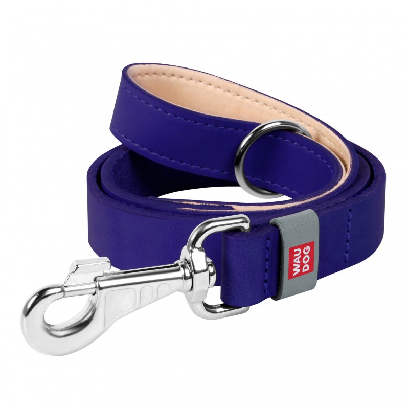 WAUDOG Classic genuine leather dog leash, W 25 mm, L 122 cm purple