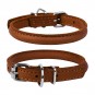 WAUDOG Soft genuine leather dog collar with QR passport, rolled, D 6 mm, L 17-20 cm brown