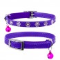 Leather collar "WAUDOG GLAMOUR" with rubber band and glue decorations "Flower" for cats (width 9mm, length 22-30cm) purple